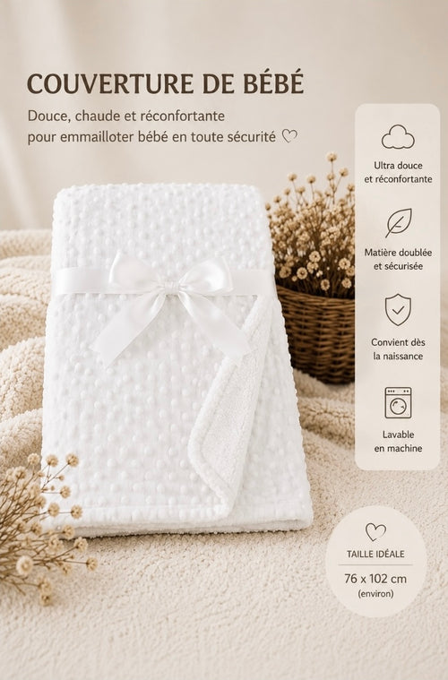 Couverture de bébé blanche en coton douce et confortable pour nouveau-né