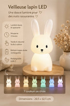 veilleuse lapin intelligente LED pour chambre de bébé diffusant une  lumière douce et rassurante, 7 couleurs différentes